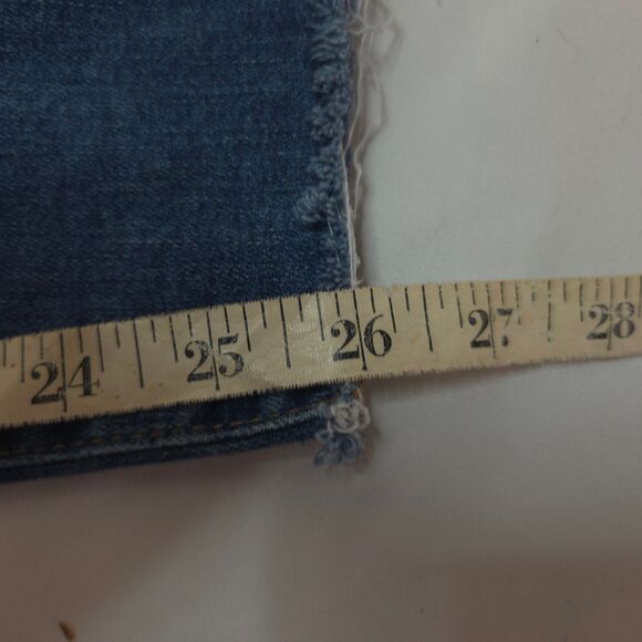 J.Crew Women's 24 Blue Denim Vintage Straight Button Fly Frayed Hem Ankle Jeans - Picture 10 of 10